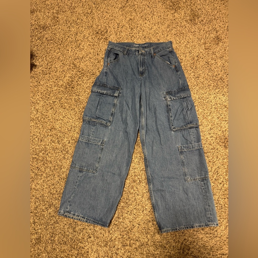 Old Navy Mid-Rise Baggy Wide Leg Jeans - Denim Blue